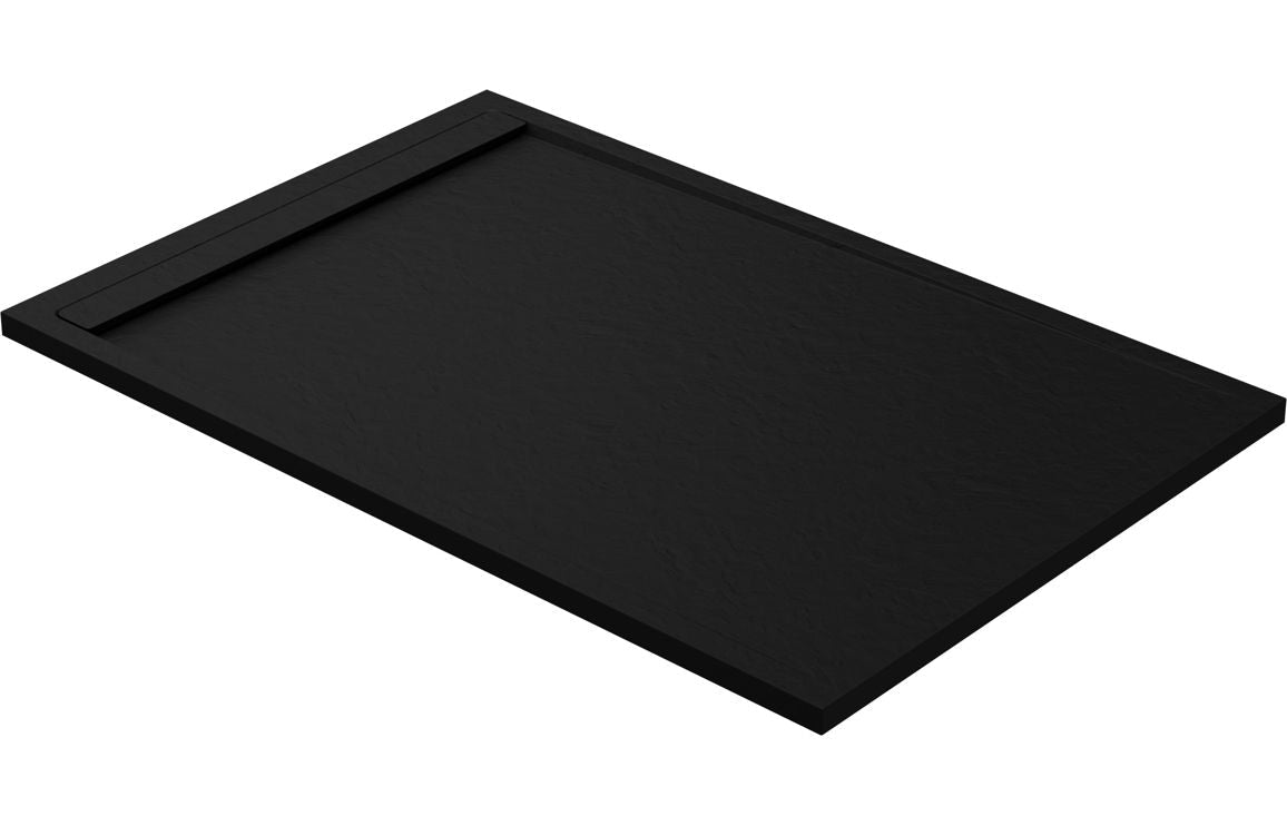 30mm Slate Rectangular Tray & Waste - Black - Tile&Bath