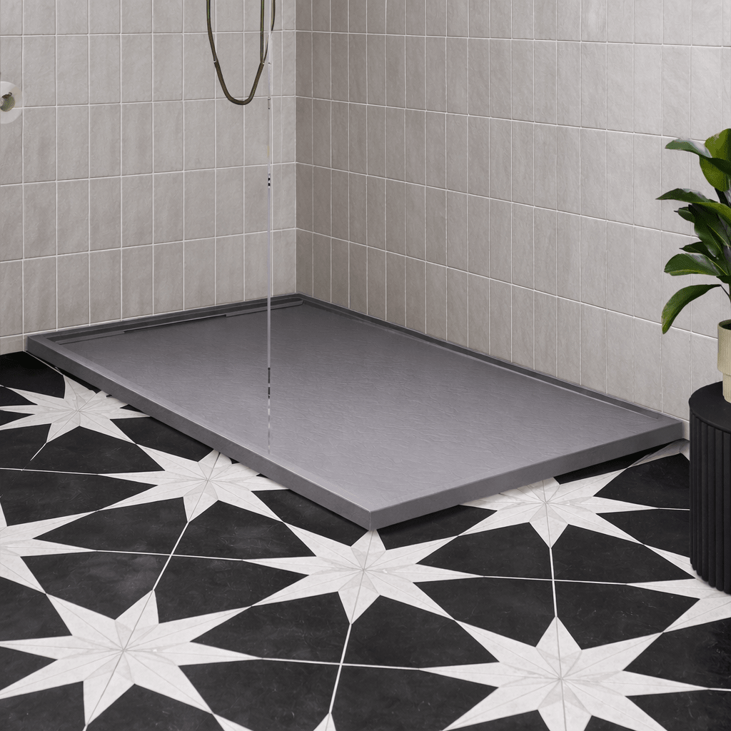 30mm Slate Rectangular Tray & Waste - Grey - Tile&Bath