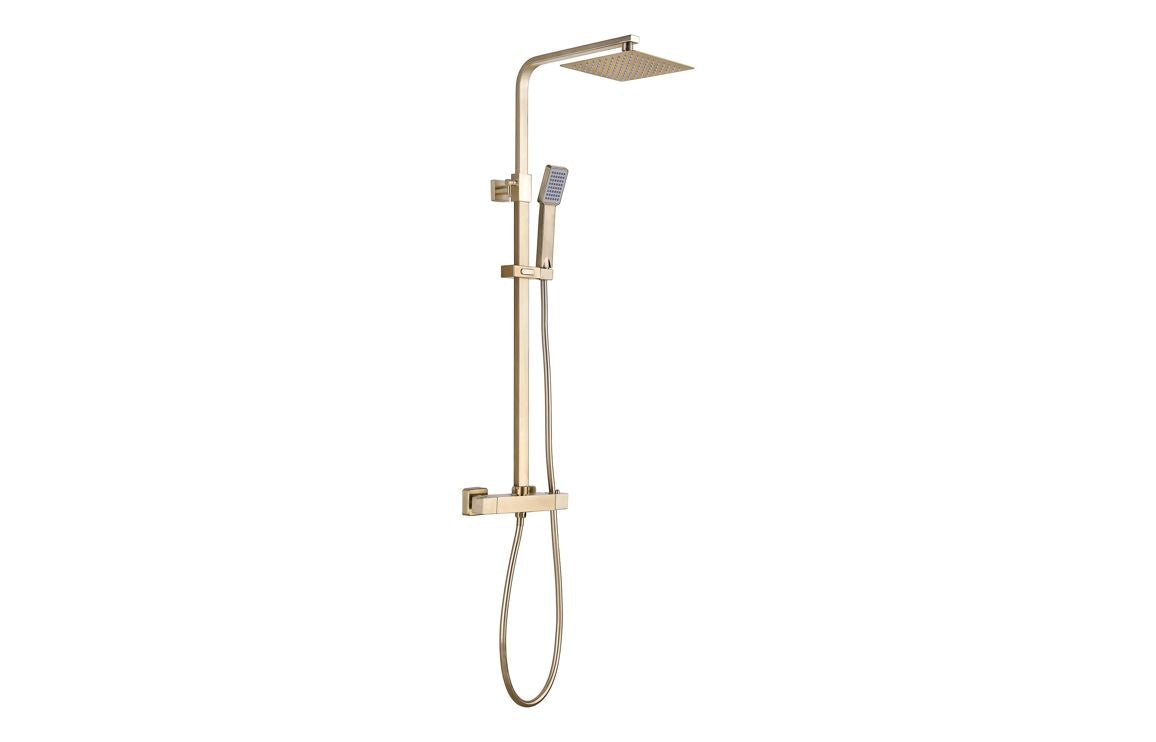 Block Square Thermostatic Bar Mixer with Riser Kit - Tile&Bath