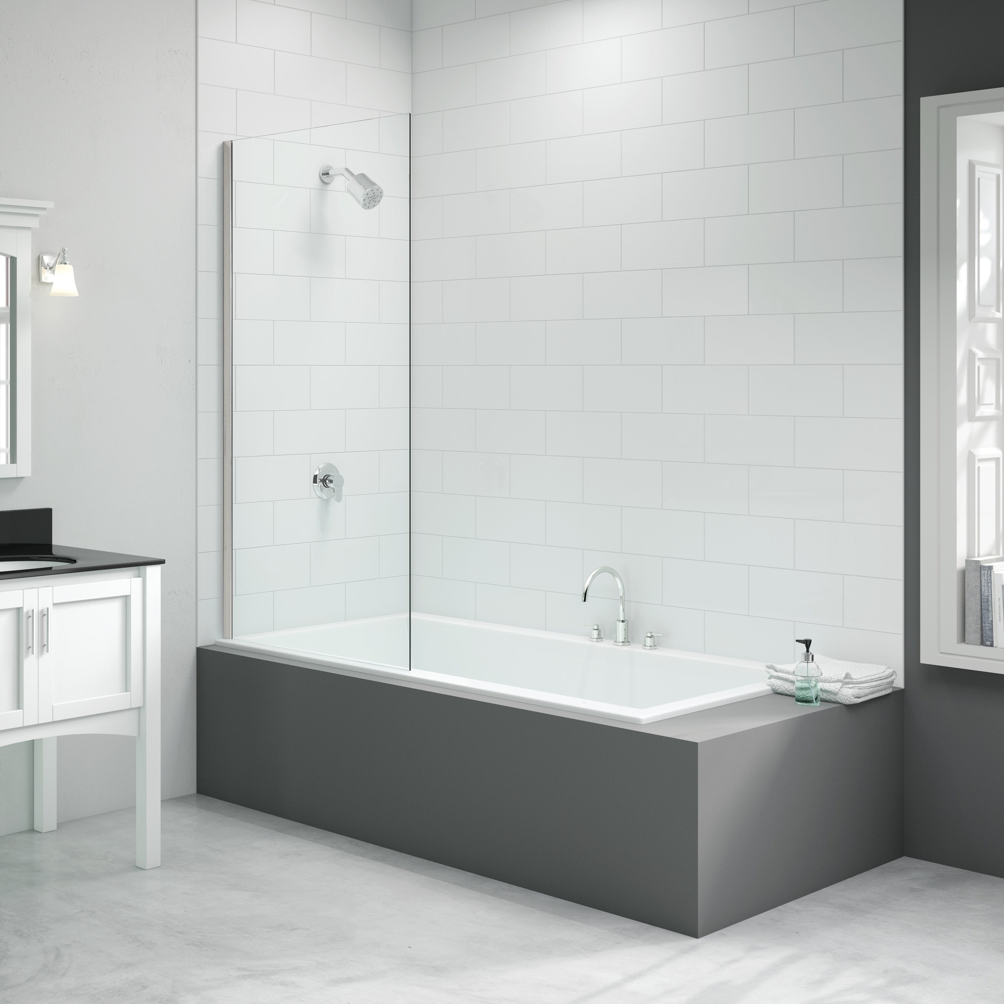 Merlyn 800x1500mm Single Fixed Panel Square Bath Screen