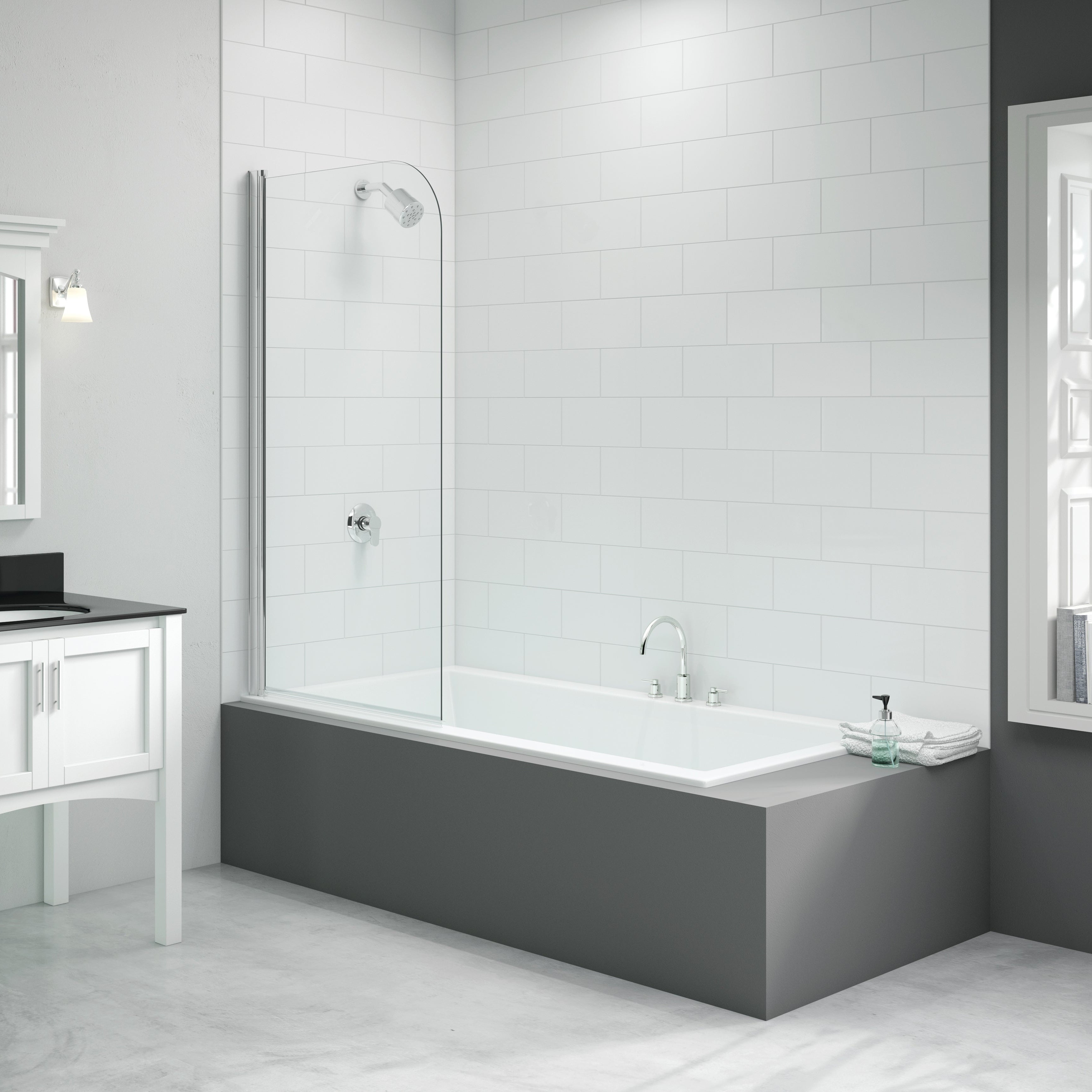 Merlyn 800x1500mm Single Fixed Panel Curved Bath Screen