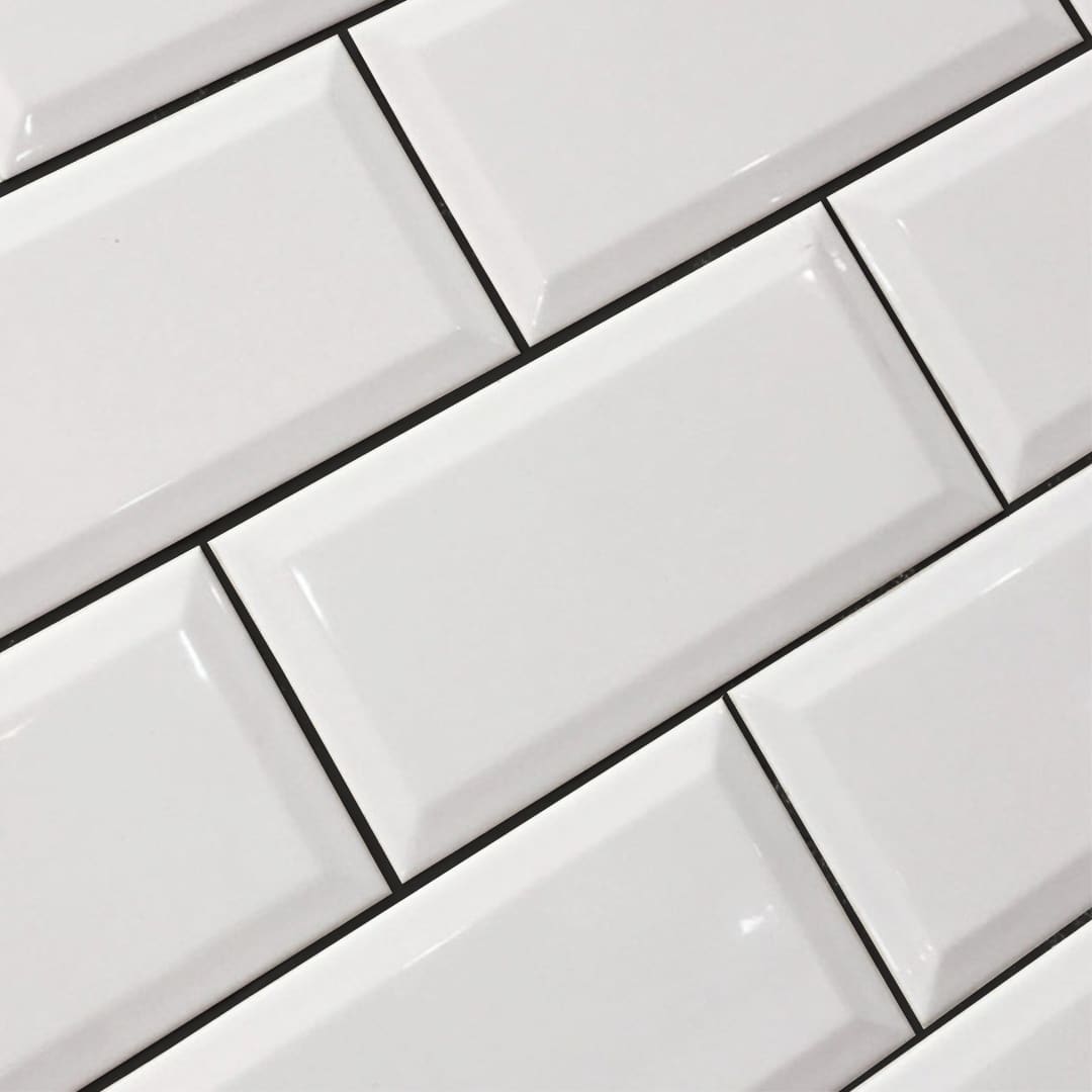 Bevel Metro White 10x20 - Gloss Wall Tile - Tile&Bath