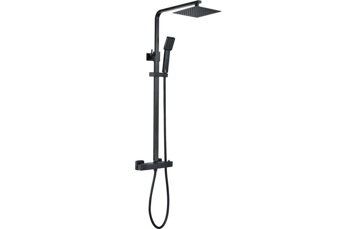 Block Square Thermostatic Bar Mixer with Riser Kit - Tile&Bath