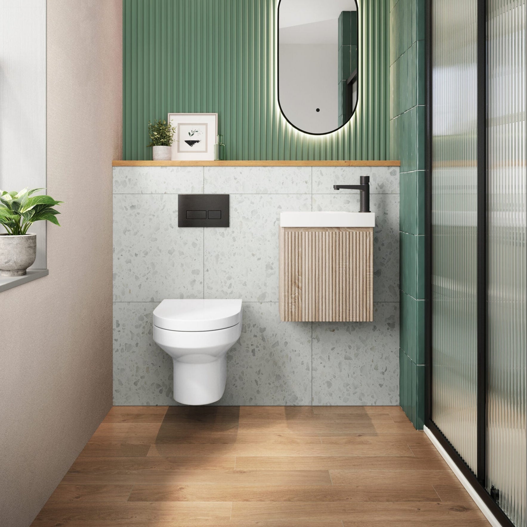 Contour 400mm Wall Mounted Cloakroom Vanity with Basin - Tile&Bath